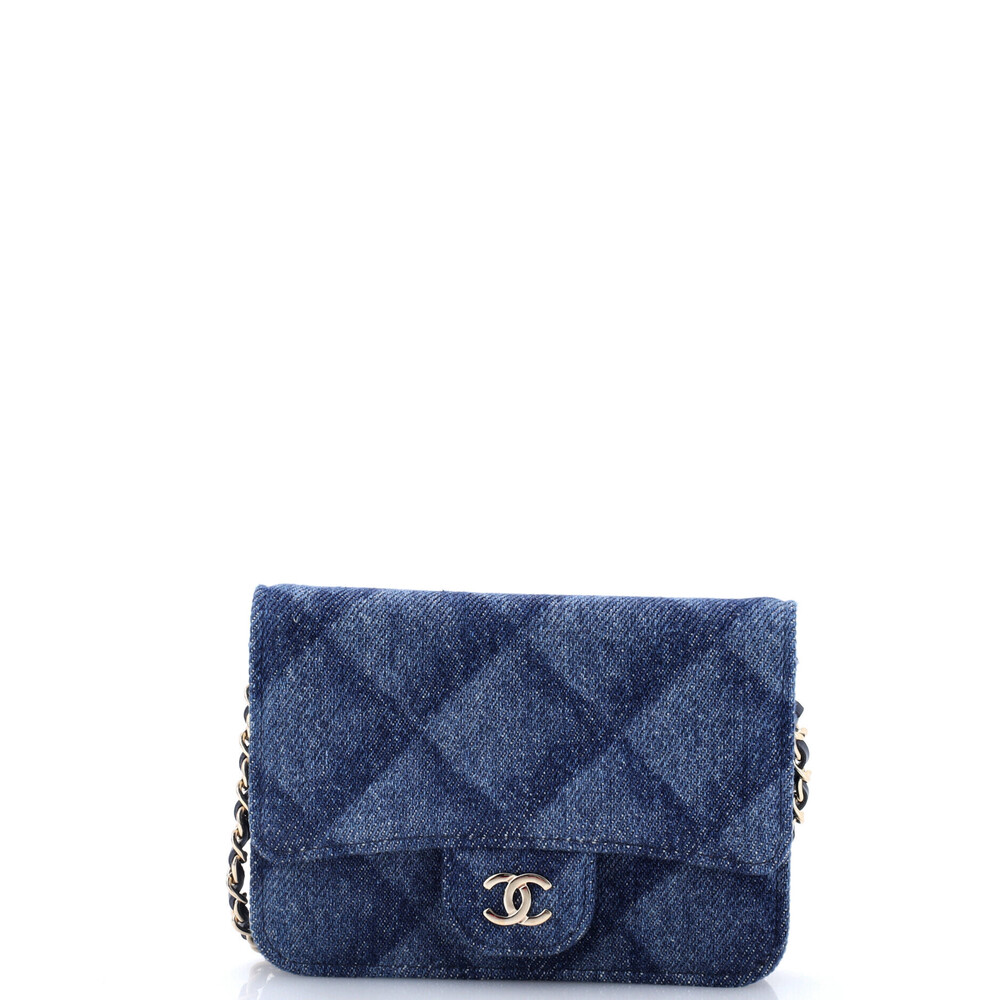 Chanel Mini Classic Flap Belt Bag 3D Quilt Printed Denim